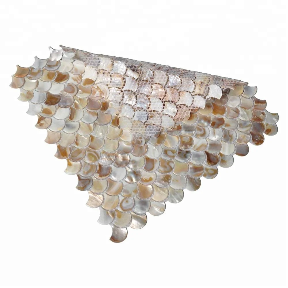 Уникальный мозаичный плинтусных плитках и морских раковин мозаика дизайном рыбьей чешуи