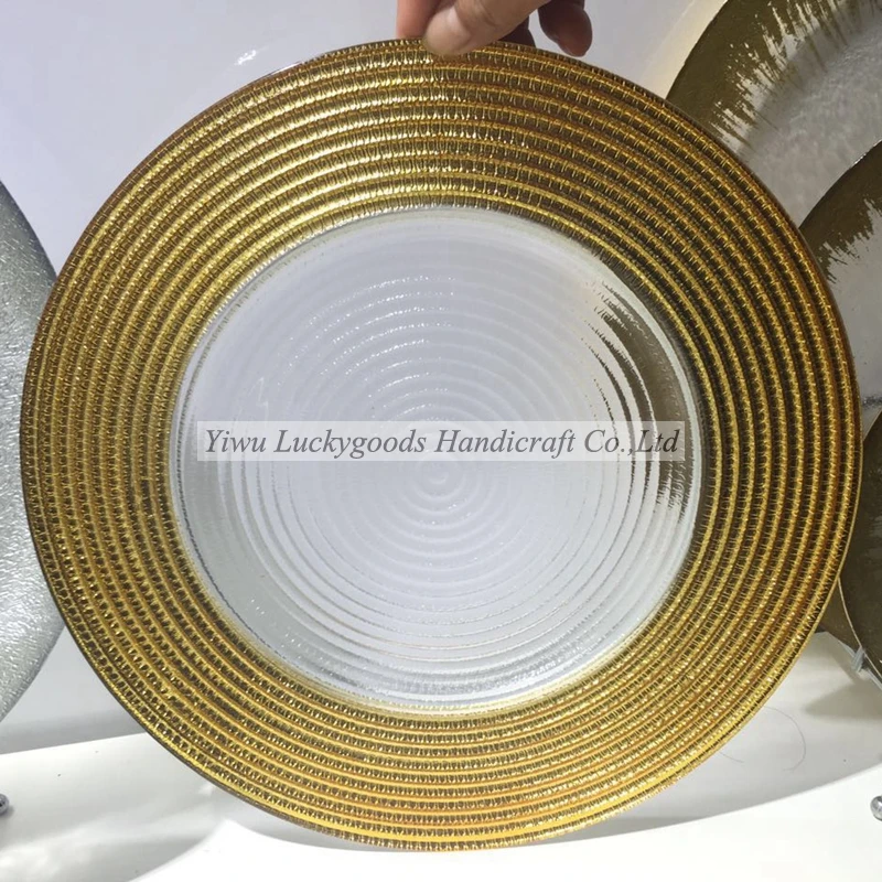 LCK030 gold rim edge wedding charger plates dish plates round shape