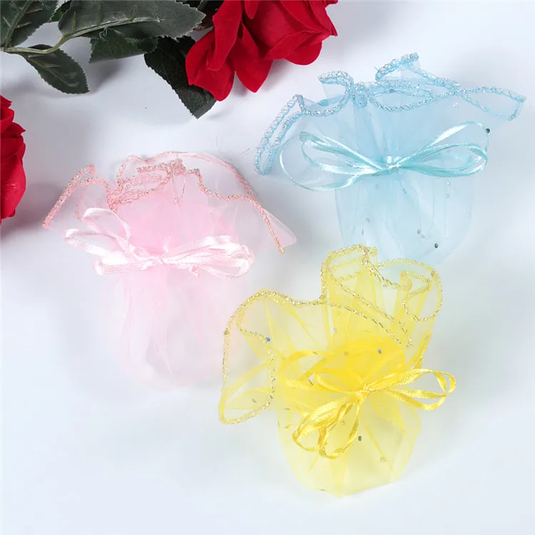 Wholesale 26cm, 35cm, 45cm  round organza candy bags with dots