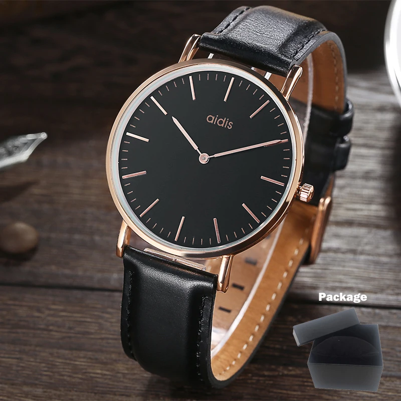 OEM Custom Logo Leather Waterproof Rose Gold Wrist Watch Japan Miyota Movement Quartz Watches Men Luxury