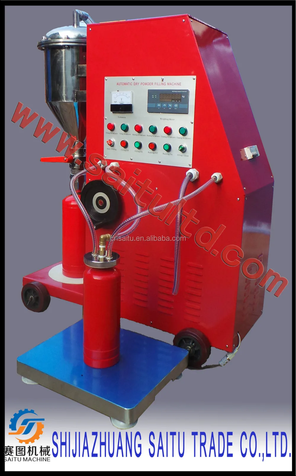 nitrogen filling machine to pressurize gas into extinguisher with dry powder filling