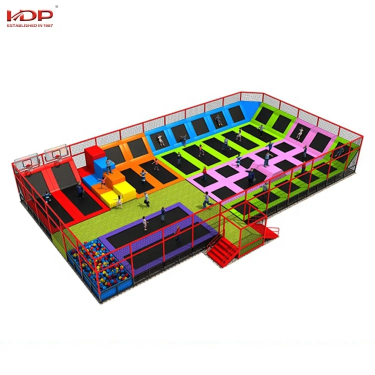 China Commercial Indoor Fitness Jump Trampoline Park With Slide and Roof