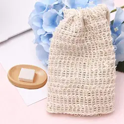Eco Friendly Natural Cotton Drawstring Mesh Hemp Exfoliating Saver Sisal Soap Bag Pouch