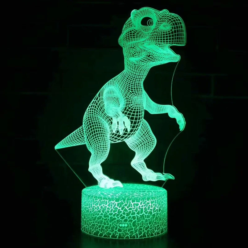 3D Illusion Led Lamp Dinosaur 7 Color Led Bulb Decoration Animal Night Light Touch Sleeping Nightlight Table Lamp Boys Gifts