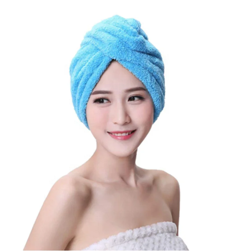 Amazon New product Quick dry Thick head towel wrap hair drier hat long hair shower cap high-absorbent cheap head towel