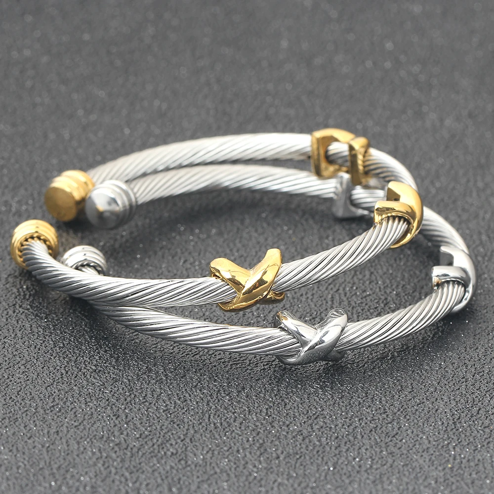 2024 Women open cuff bracelet plated gold cuff bracelet women jewelry silver stainless steel cuff bangle bracelet