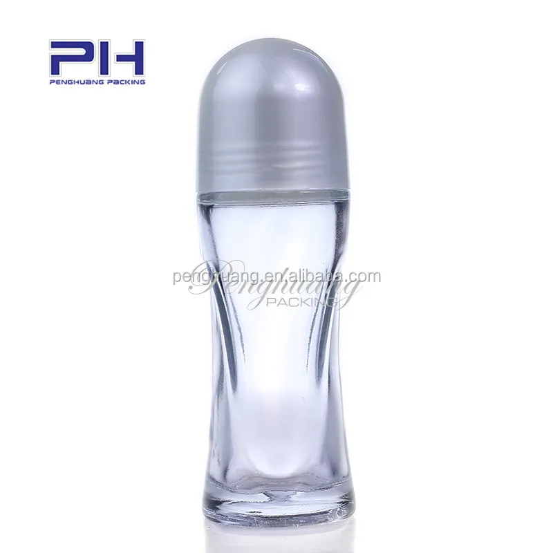 
empty plastic roller glass roll on deodorant bottle 50 ml personal care oil packing glass bottle 