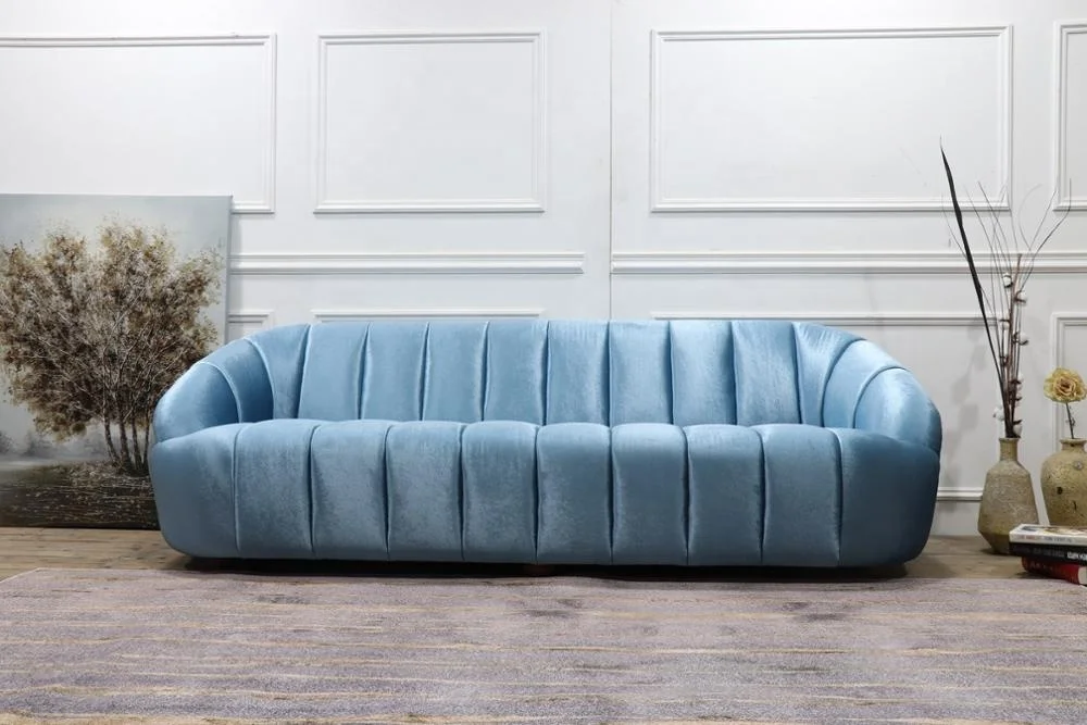 Modern living room three to four seater grand velvet fabric concise style sofa