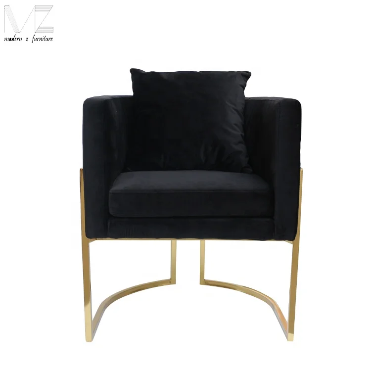 Modern Living Room Furniture Velvet Fabric Wholesale Hotel Chair Luxury Style Leisure Lounge Chair with Stainless Steel Legs