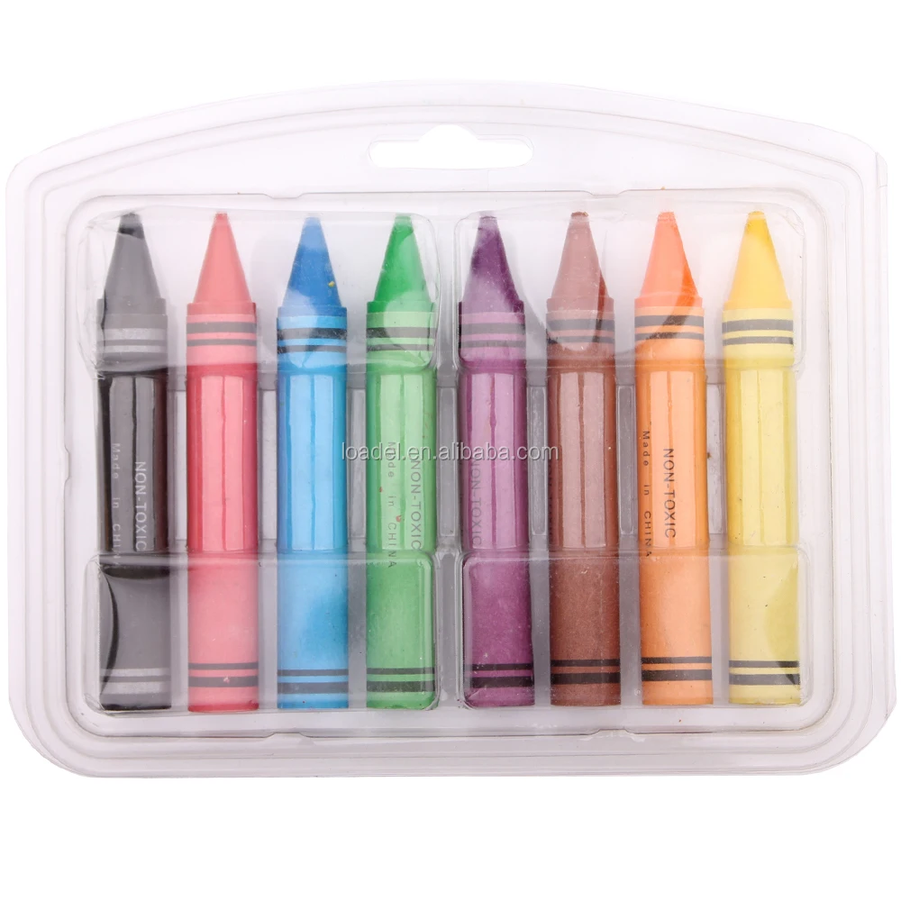 8 colour double blister Non toxic crayons  big crayons