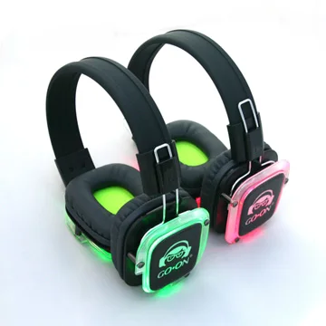 Пользовательский логотип подсвеченные бесшумные dj беспроводные наушники