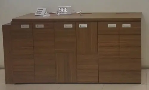 wood supermarket checkout table of cash desk receipt desk