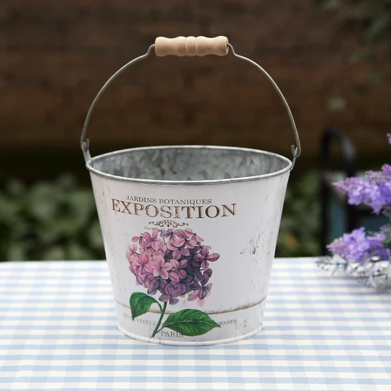 
High quality Planter Home & Garden Pot metal stick paper flower bucket 