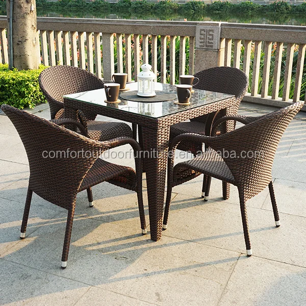 Plastic Rattan Weaved Garden Dinner Set Garden Furniture