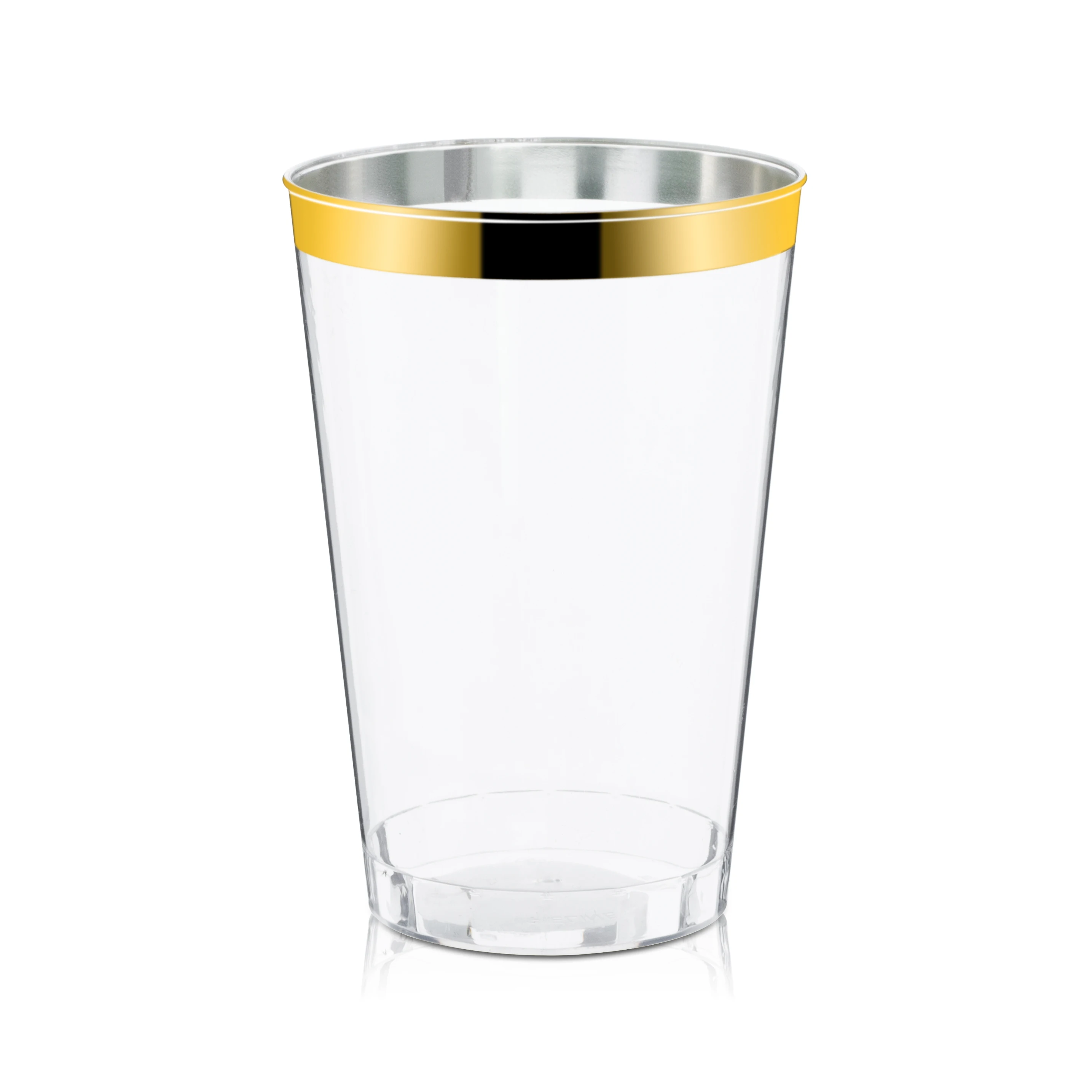 100 Gold Plastic Cups 12 Oz Clear Plastic Tumblers Gold Rimmed Fancy Disposable Wedding Cups Elegant Party Cups