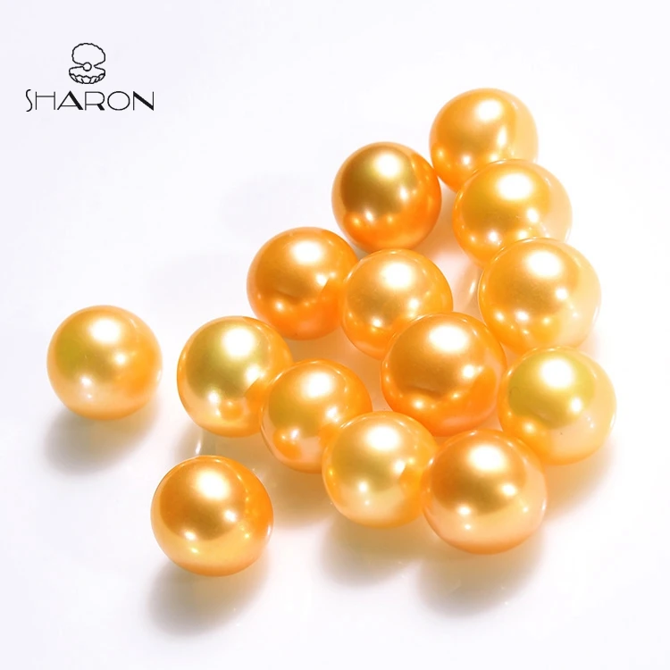 Оптовая продажа, высокое качество, 7-8 мм, круглые бусины для изготовления ювелирных изделий из пресноводного золота Южной моря, без отверстий