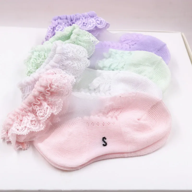 
Cute Lace Flower Lace Summer Newborn Baby girls Socks Cotton princess Anti Slip Kids Socks 