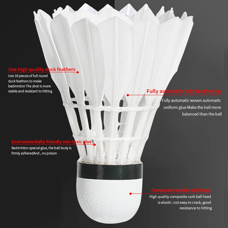 Свист W-12 пером белой утки оптовая продажа бадминтон волана