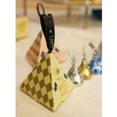 Pyramid Small Gift Boxes with Ribbons Wedding Bomboniere Favors DIY paper