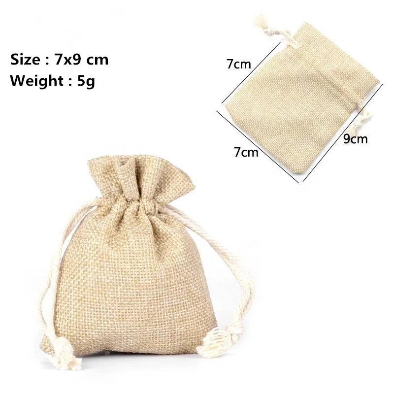 
Wholesale Custom logo printed small burlap jewellery bag cotton linen hemp jewelry packaging pouch with drawstring 