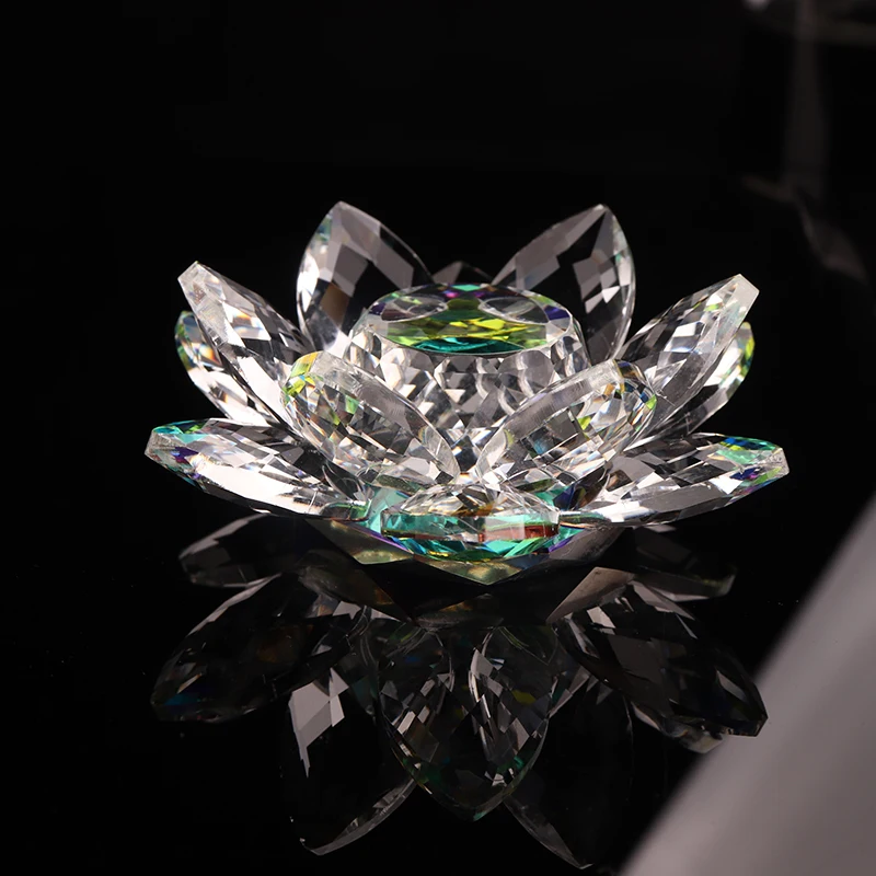 
Rainbow colorful crystal lotus flower candle holder Crafts Home Decoration for Gifts 