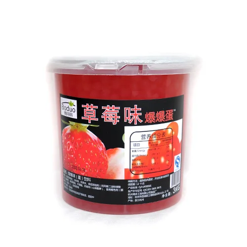 
Taiwan Most Popular Bubble Tea Material Juice Ball Strawberry Flavored Popping Boba 