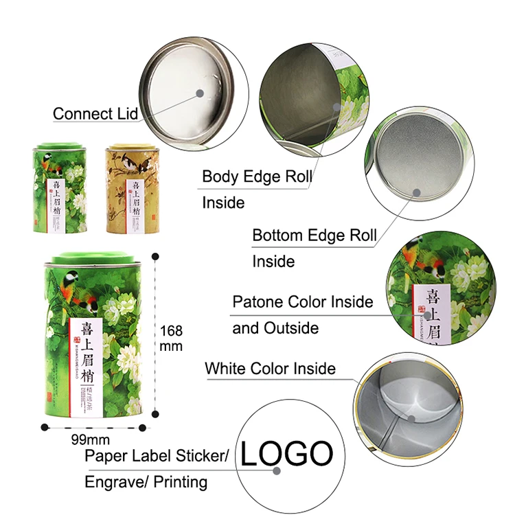 
Xin Jia Yi Packaging Tea Set Gift Boxes 2018 Cylinder Metal Gift Box Different Type Easy Open Foil Lid Packaging Set Tea Tin Can 