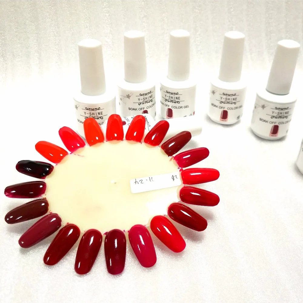 
Y-SHINE 15ml white bottle omnipotent red color soak off uv/led gel nail polish for Frenchy Red nail, for nail art 