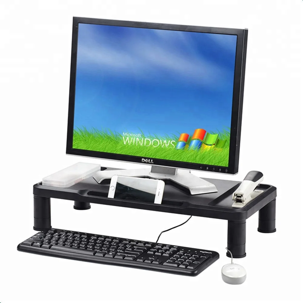 Adjustable Monitor Stand Riser Printer Shelf with Drawer, Cable Management, Hold up to 44lbs for Computer, Laptop, Printer