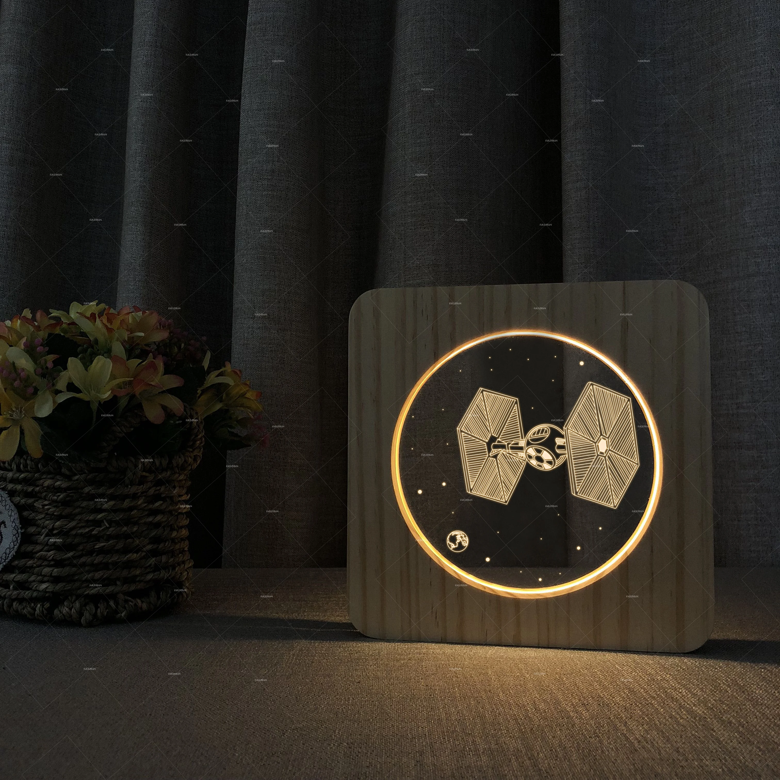 Wooden acrylic lamp The space station  latest gift items gifts for newly married gay couple