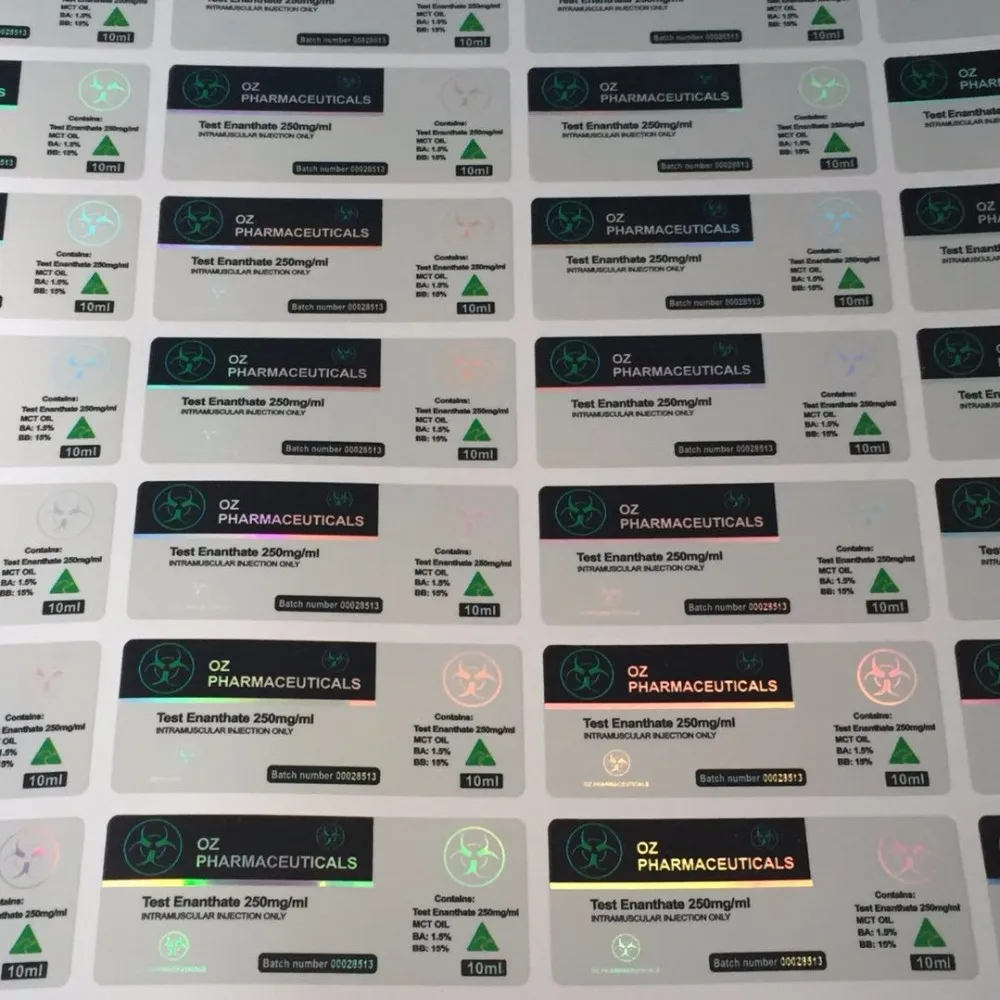 Custom 10ml 20ml 30ml 50ml hologram vial bottle sticker labels