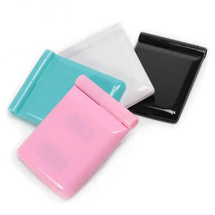 Promotion makeup compact small plastic led light mirror/Folding Makeup LED Mirror with Light 8 Led