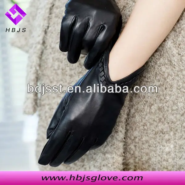 XL winter ladies lamb nappa thin leather gloves