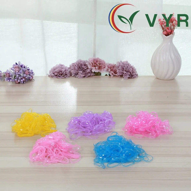 middle size mat light transparency color Elastic TPU Rubber Bands kids Hair Band 4024