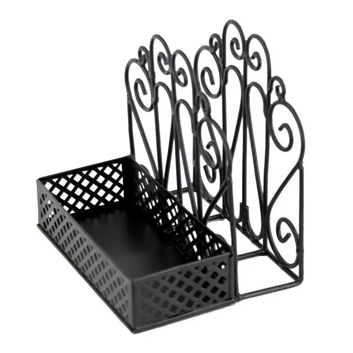 Black Wire Metal Salt and Pepper Organizer Rack Metal Table Caddy Salt Pepper Napkin Holder for Kitchen Table