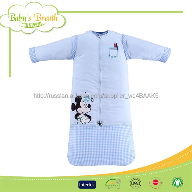 BSB069 хорошие дышащие эко-органический хлопок водонепроницаемый образец вязания ребенка спальный мешок