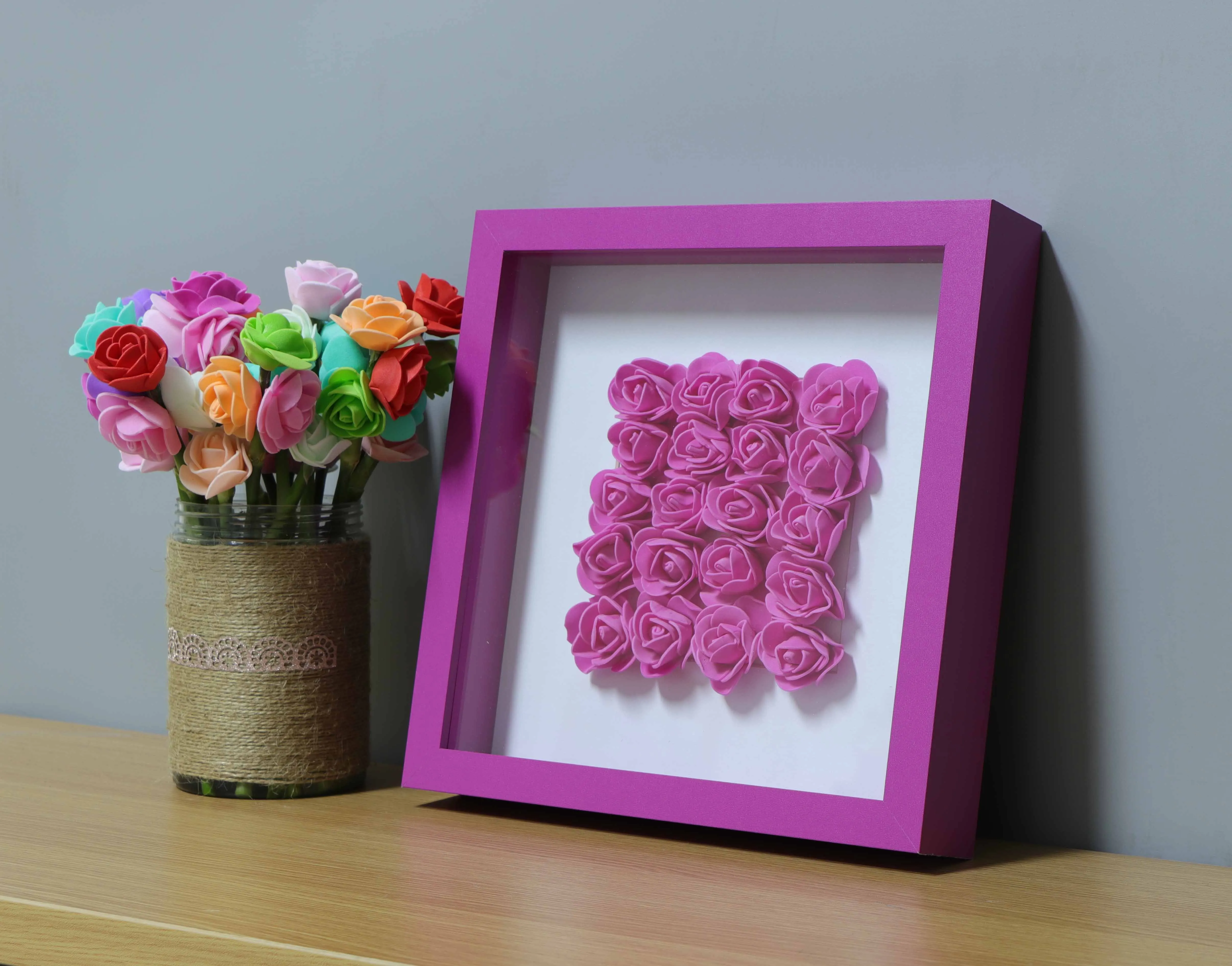 Blue/ Amaranth/White shadow box frame, Flower holer box photo frame, 2.2 Glass!!!