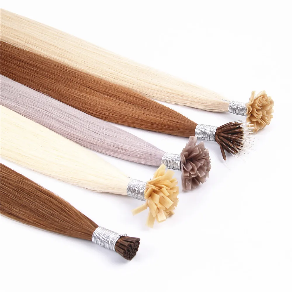 100% Virgin Cuticle Align Flat I V U Y Tip Remy Hair Extensions Double Drawn Keratin Natural European Itip Human Hair Extensions