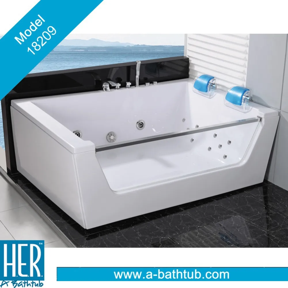 Hydropathic Bathtub, Couple Seat Massage Bath tub, SS Framed Glass Massage Bathtub