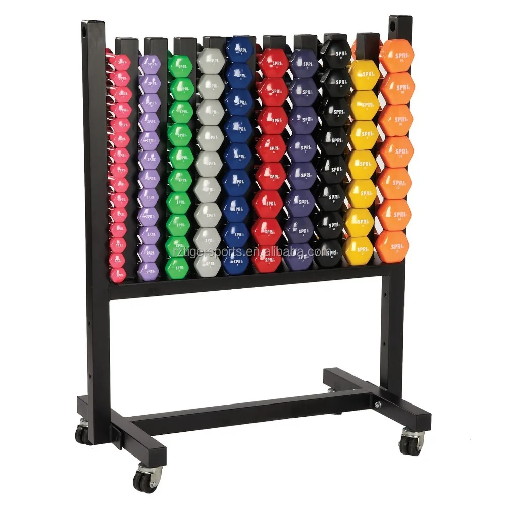 Custom vinyl neoprene dumbbell storage rack for gym or club