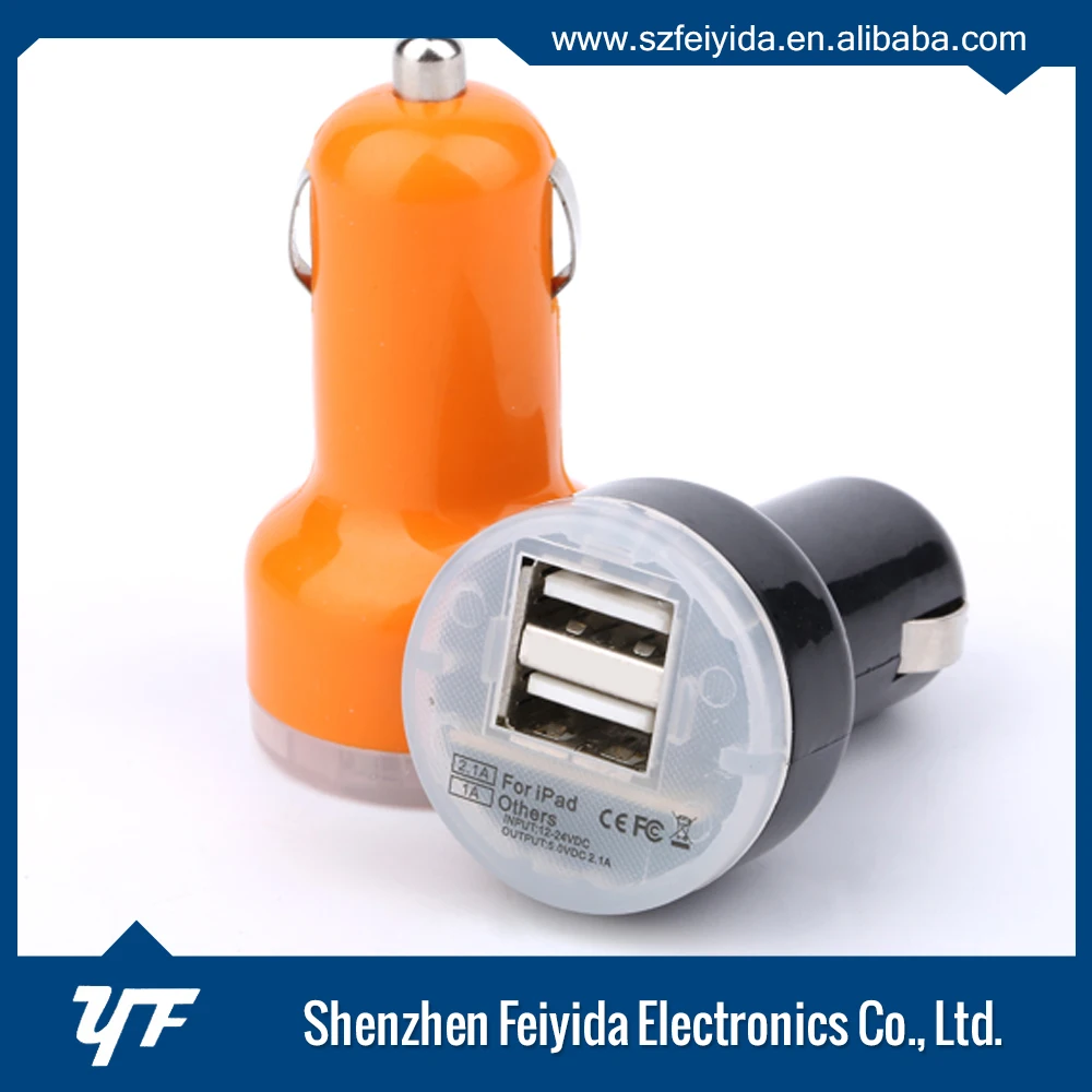 High quality rohs battery dual usb car charger for mobile phone/tablet/MP3 devices