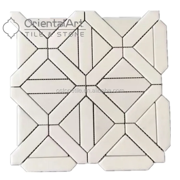 Greek crystal white mixed ming green dots polished pinwheel mosaic