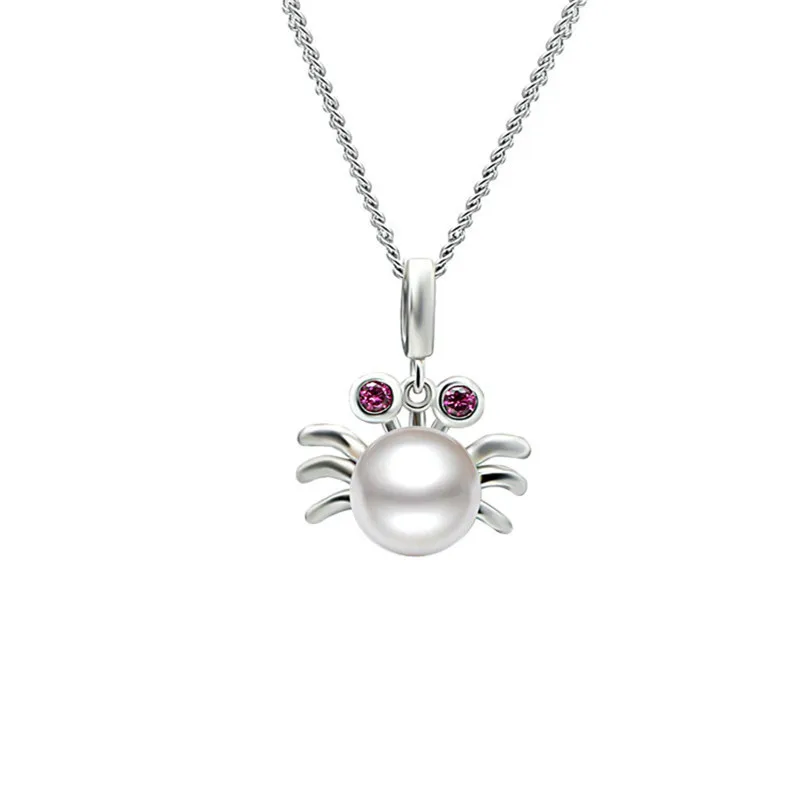 Wholesale Cheap Crab Shape Big Freshwater Pearl Pendant fit 925 silver Chain Necklace Fashion Jewelry for Girl