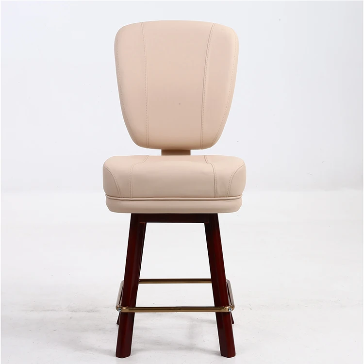 Excellent Manufacturer Casino Furniture Wood Rice White Thick Textured Leather Fixed Poker Chairs
