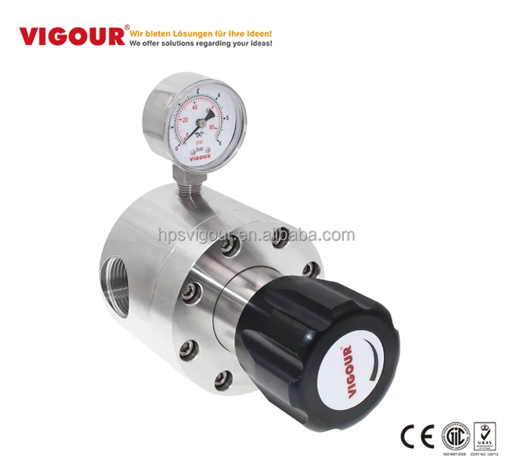 SS316 low pressure high flow lpg gas pressure regulator for pharmaceutical food and beverage