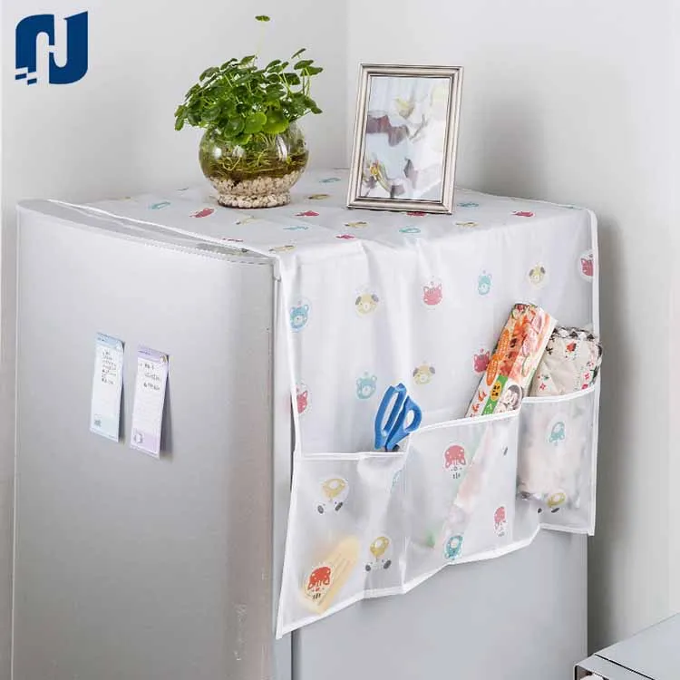 Anti-dust Waterproof Oil-proof Refrigerator Fridge Washing Machine Top Cover With Storage Pockets