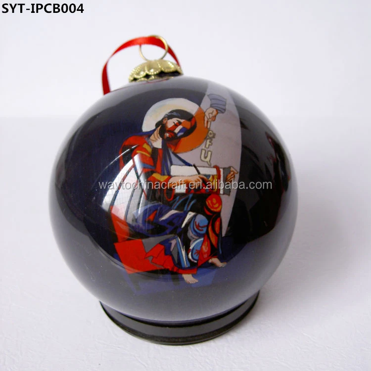 
Hand painted christmas ball glass inside painted 