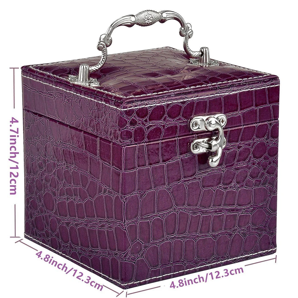 
Crocodile leather 3 layers jewelry box with mirror and hardware handle jewelry organizer 