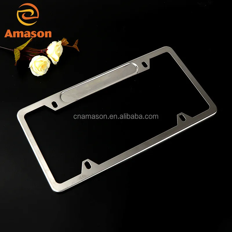 New polished stainless steel US license plate frame 2 hole license plate frame