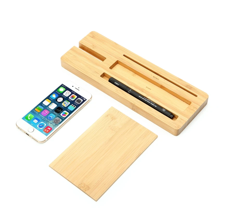 
Bamboo Desktop Organizer With Eyeglass holder 